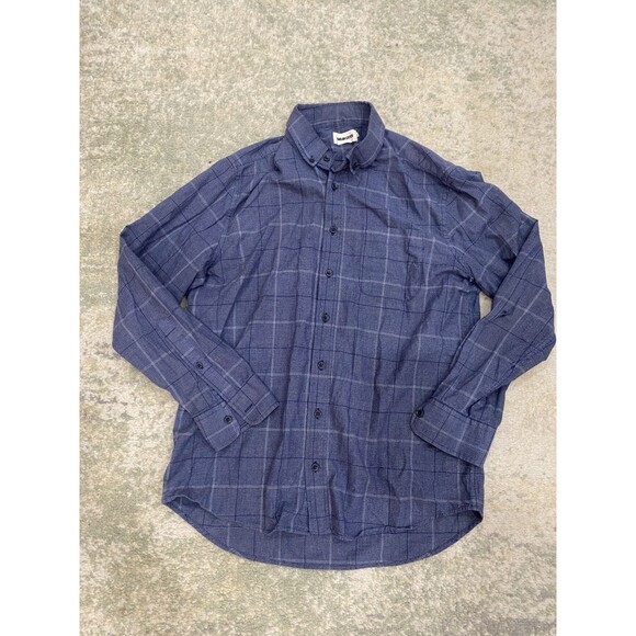 READ! Taylor Stitch Blue Shirt Men's Size 40 Button Up Plaid Lines - Picture 1 of 8